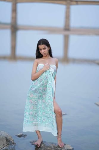 Beach Wrap Pareo, Hand Block Printed Cotton Sarong, Long Scarf, Large Sarongs, Cover up, Soft Fabric Scarf, Fashion Shawl Beach Sarong,4