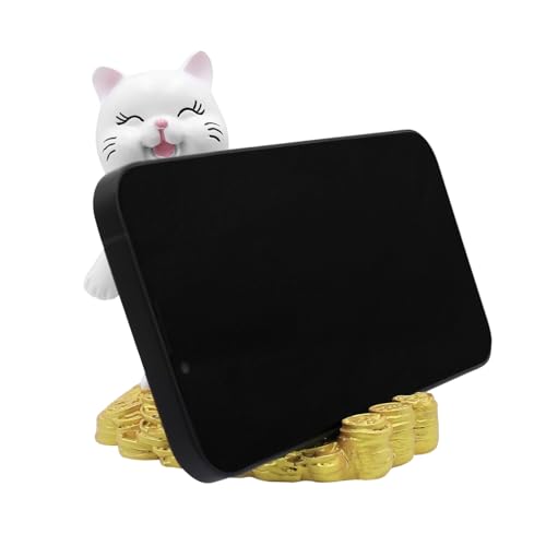 Image of Cute Cat Phone Stand Resin Desktop Cell Phone Holder Kitten Phone Mount Compatible with All Smartphones