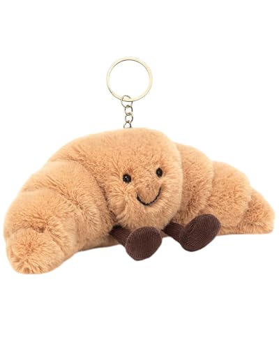 JUKOTA Croissant Schlüsselanhänger Plüsch Bag Charms für Taschen Süßer Taschen Anhänger Plush Keychain Weiches Kuscheltier Schlüsselanhänger als Geschenk für Kinder Erwachsene