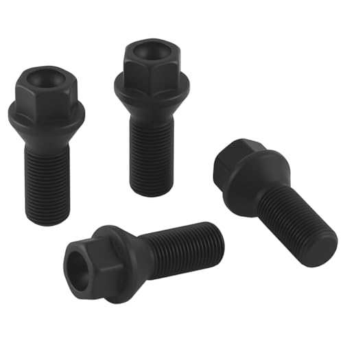 Lug Bolts M14x1.25 Lug Nuts 14 x 1.25 Black Set of 4pcs 47mm Long Hex 17 36136781151 36136890324 M14 x 1.25 14x1.25 Fit for BMW Lug Bolts Wheel