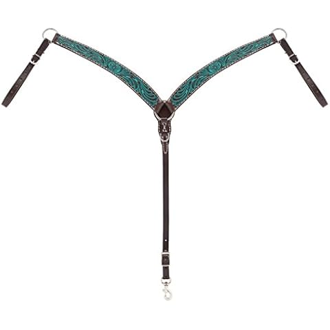 Turquoise Cross Carved Turquoise Flower Contoured Breast Collar , Dark Oil Cover