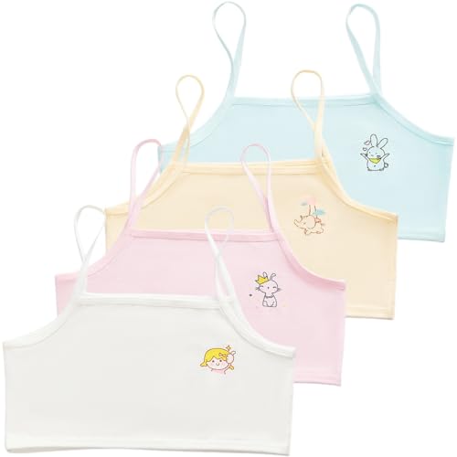 COYUN 4 Piezas Sujetador de Niña Sujetador Deportivo Niña Top Deportivo Niña Sujetadores de Entrenamiento Sujetador de Niña Sujetador para Niñas Ropa Interior Brasier Corto de 8 a 12 años