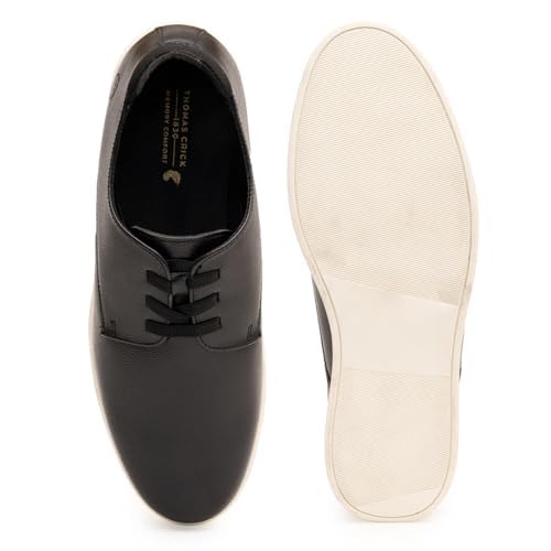 Image of Thomas Crick Luxurious Genuine Leather Sneakers with Dual-Tone Finish and Ortho Footbed