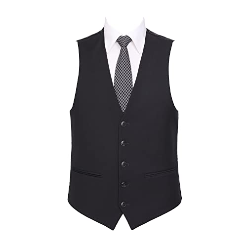 Men‘s 3 Piece Classic Fit Suit Set Two Buttons Solid Jacket Blazer Hidden Expandable Waist Pants & Vest3