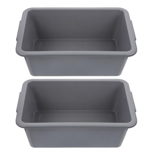 HOLIDYOYO 2pcs Plastic Rectangle Box Large Utility Bus Tub Commercial Food Dish Pan Restaurant Fruit Wash Basin Dish Vegetable Washing Tub for Home Kitchen