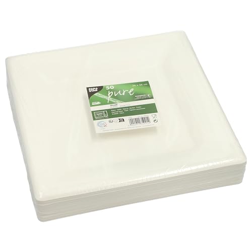 50 Teller, Zuckerrohr "pure" eckig 26 cm x 26 cm weiss – Ansicht 1