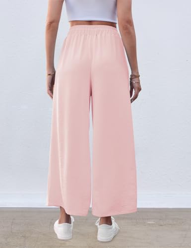 Image of ZJCT Wide Leg Palazzo Pants for Women Summer Beach Pants Flowy Loose Casual Lounge Pajama Yoga Pants with Pockets