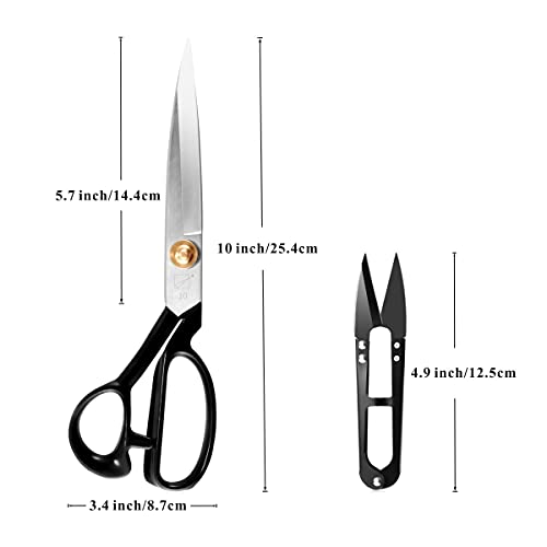 Fabric Scissors 10 Inch(25.4CM), Sewing Dressmaking Scissors High Carbon Steel Razor Sharp Tailor's Shears for Cutting Fabrics, Leather, Clothes, Altering, Crafting(White, Right-Handed)