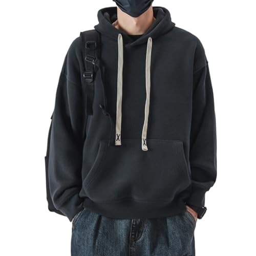 Men's Thick Fleece Lined Hoodie Loose Fit Autumn Winter
