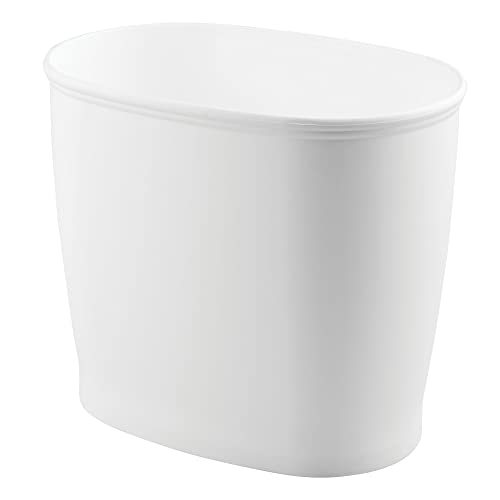 Image of iDesign Slim Plastic Bathroom Trash Can, White | Small Size, For Bedroom, Office, Desk, Dorm