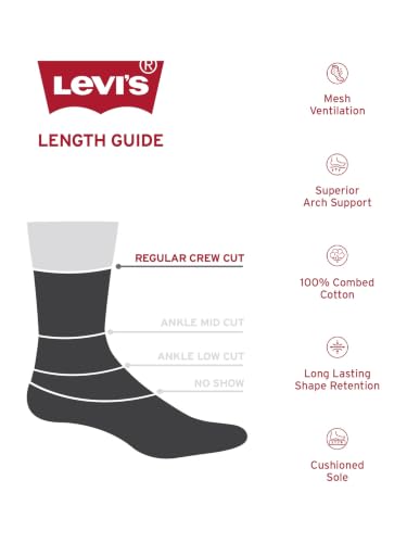Image of Levi's Men's Cotton Stretch Crew Length Half Terry Socks with Cushioned Sole (Pack of 3)