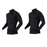 おたふく手袋【Amazon.co.jp限定】*おたふくステッカー付*冬用インナー 長袖 ハイネック[ハーフジップ 防風 コンプレッション 吸汗速乾 メンズ]JW-197 ブラック L 【2枚組】