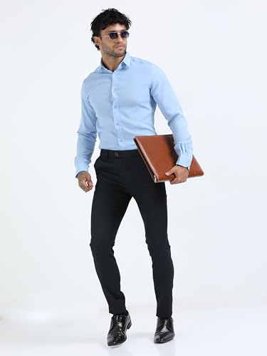 Image of Mc Henry Men's Techno Flex 2inch- Waist Expandable Wrinkle Free Stretchable Striped Slim Fit Elite and Luxurious Formal Trousers for Men