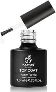 Beetles Gel No Wipe Matte Top Coat - Soak Off Nail Lamp Gel Nail Polish Matte Finish and Long Lasting Gift Set for Women Gel Nail Kit