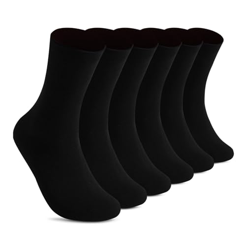 YOUCHAN 6 Pares Calcetines Clásicos de Vestir para Hombre y Mujer - Adecuados Para uso Diario y Comercial Negros 43-46