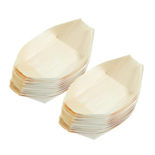 Platos desechables de sushi en forma de barco de madera, 200 pcs miniatura 1