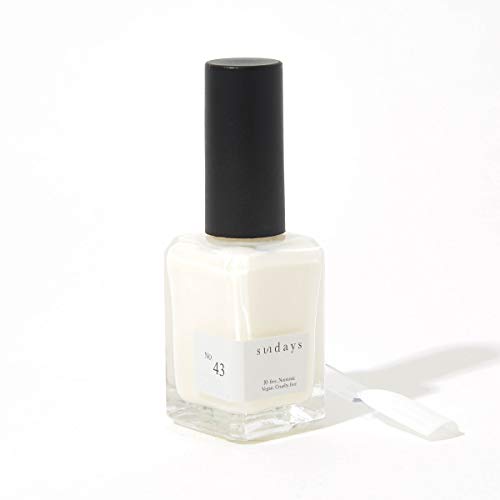 Sundays Non-Toxic Nail Polish, Glossy Shine Finish. No.43: Soft White (Semi-Sheer), Long Lasting, Vegan & Cruelty-Free, 1.7 oz