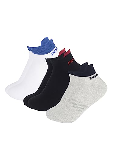 Image of Pepe Jeans Men's Low Show Non Terry Socks -White|Black|Grey Melange -Free Size