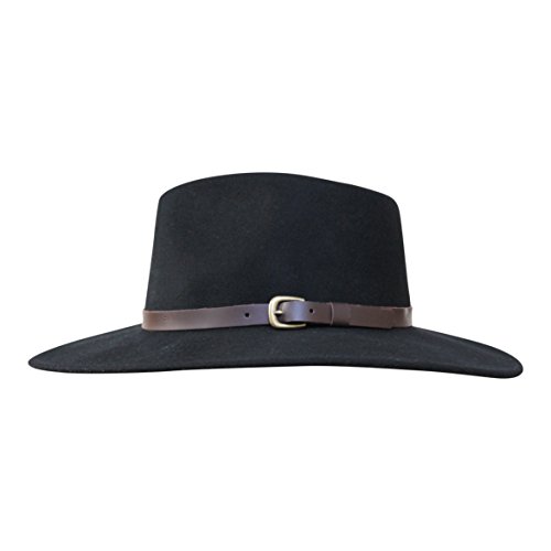 Image of B&S Premium Lewis - Wide Brim Fedora Hat - 100% Wool Felt - Water Resistant - Leather Band
