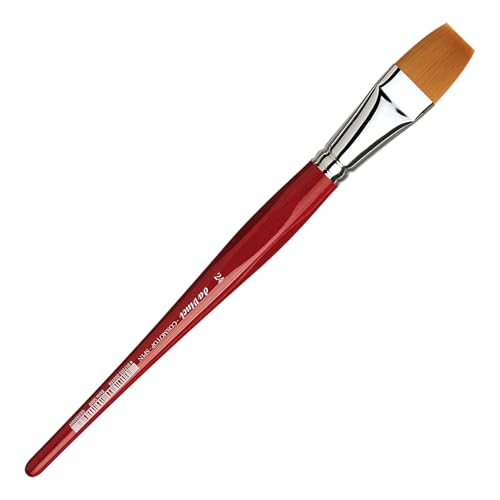 Image of da Vinci Watercolor Series 5880 CosmoTop Spin Paint Brush, Flat Synthetic with Red Handle, Size 24 (5880-24)