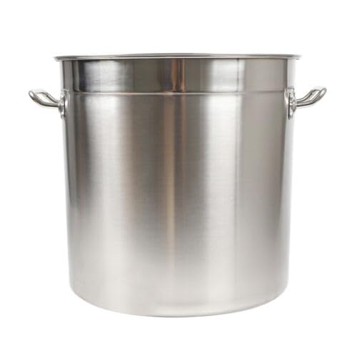 Pentola per zuppa in acciaio inox con coperchio, 50 litri, con manici, per stufare, 41,5 x 40 cm