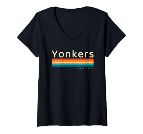 Mujer Yonkers NY New York - Diseño retro Camiseta Cuello V
