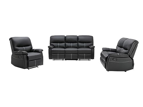 Vente-unique-Couchgarnitur Relax 3+2+1 - Kunstleder - Schwarz - Canby – Bild 3