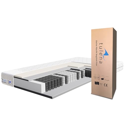 TULENA NOX Taschenfederkern Matratze 140x200 Federkernmatratze H1 + H2 Comfort 20cm hoch Probeschlafen Rollmatratze Wendematratze