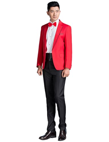 Kromoc Men's Two Pieces Suit Notch Lapel One Button Jacket Pants Wedding Formal Tuxedos