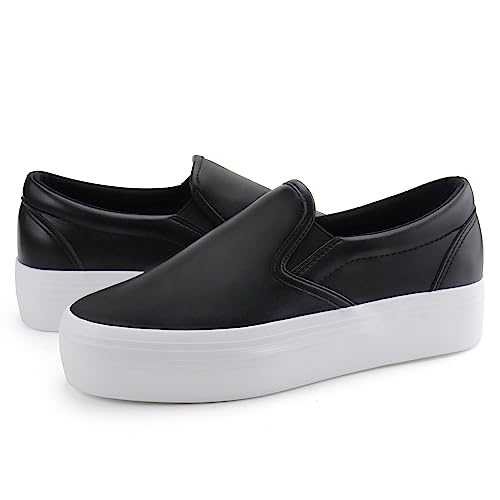 Image of JABASIC Women Slip-on Platform Loafers Casual Comfortable Loafer Shoes