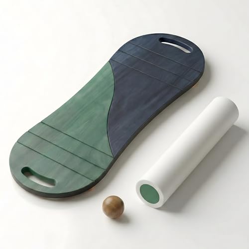 Yeşil/Lacivert Denge Tahtası Balance Roller Board Çift Fonksiyonlu Sörf Eğitim Tahtası Kaykay Eğitim Tahtası 73 x 28 CM, RB13