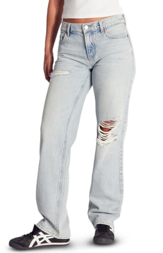 PacSun Women's Jordyn Low Rise Straight Leg Jeans Ripped Light Indigo