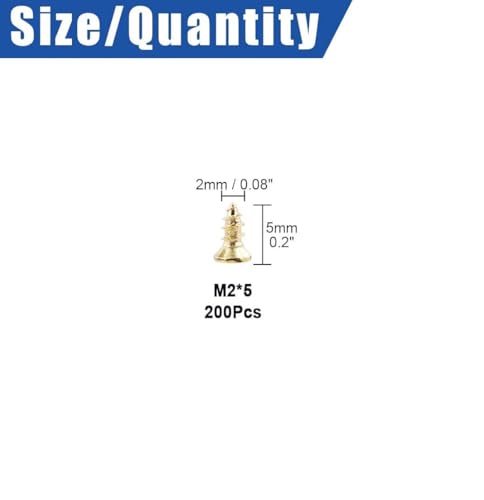 Tornillos de madera M2 x 5 mm, pack 200 piezas miniatura 2