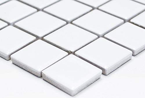 Mosaico de cerámica azulejos blanco brillante cocina pared ducha piscina MOS18-0102