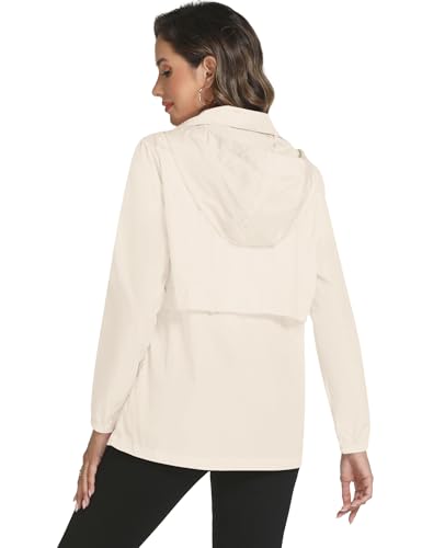 Avoogue Rain Jacket Women with Hooded Lightweight Waterproof Raincoats Packable Zipper Pockets Windbreakers3