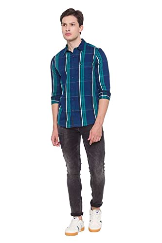 Image of Spykar Men's Checkered Slim Fit Shirt