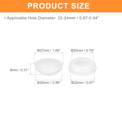 Image of uxcell 12 Pcs Silicone Plugs, Rubber Round Snap in Locking Hole Plugs for 22-24mm Hole, Hole Stoppers Waterproof Hole Plug for Metal Tube, Furniture End Caps Inserts, Clear