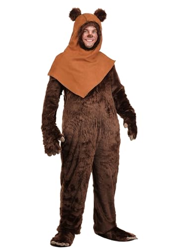 Deluxe Star Wars Ewok Costume for Men & Women - Plush Jumpsuit, Hood, Gloves, Shoe Covers - Officially Licensed M