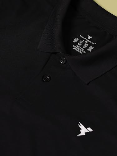 Image of TECHNOSPORT Men's Solid Slim Fit Polo Collar T-Shirt MATPIQ Half Sleeve Button Polyester for Gym Running Workout UPF50+ Anti Odour