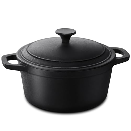 Warmiehomy Cast Iron Dutch Oven,8L Heavy Duty Dutch Oven Pot with Lid,Non-Stick Cast Iron Pot with Two Handles for Indoor Outdoor,28cm