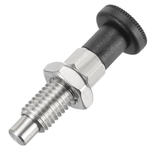 PATIKIL Push Fit Ball Nose Spring Plunger, M12x1.75 Spring Return Knob Plunger 304 Stainless Steel Retractable Coarse Thread Index Plunger for Industrial Equipment