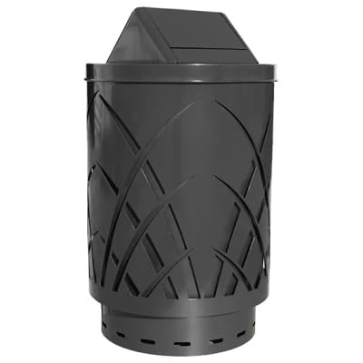Prairie Grass Round 40 Gallon Commercial Trash Can | Steel Outdoor Industrial Trash Can with Dome Top | Great for Outdoor Public Spaces - Green