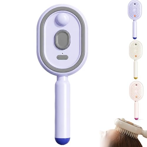 Ivy Ever Steam Brush For Hair Electric Spray Air Cushion Massage Comb 5 In 1 Air Cushion Hair Brush Retractable Hairs Brush For Frizzy Hair & Scalp Care Relieve Tangles & Dryness (Purple)