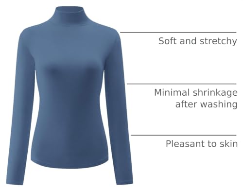 Image of Kindcall Womens Slim Fitted Mock Turtleneck Tops Long Sleeve Lightweight Base Layer Shirts