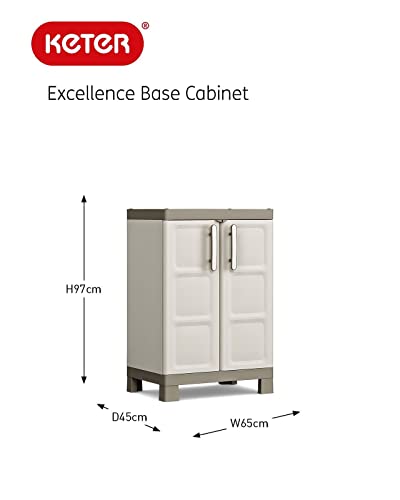 Keter Armadio Basso Excellence, 2 Ripiani Regolabili, Beige/Tortora, 65x45x97 H Cm - 3