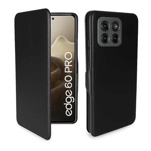 Image of Premium Vegan Leather Phone Cover with Card Slot - Slim, Durable, Privacy Protection, Kickstand Function, Elegant Flip Wallet Cases Compatible for Motorola Edge 60 Pro 5G (Black)