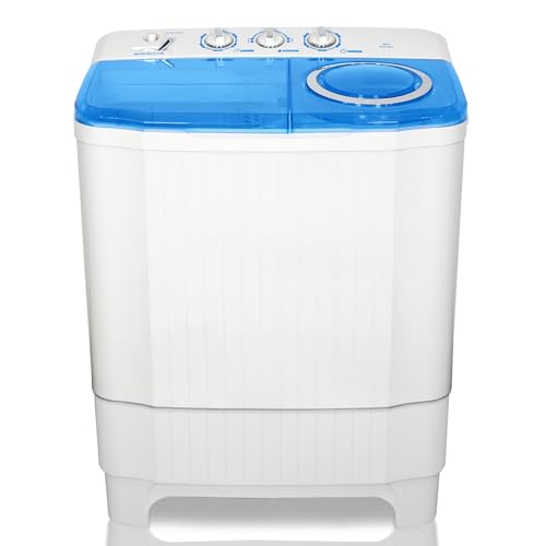 Portable Washing Machine - 32Lbs Compact Twin Tub Washer and Spin Dryer - Semi-automatic Mini Laundry Washer(22Lbs) & Spinner(10Lbs) Combo Timer Control with Drain Pump for Apartments,RVs,Dorms, Grey