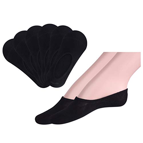 FEPITO 6 Pairs Cotton No Show Socks for Women Non Slip Ultra Low Cut Casual Socks Women's No Show Liner Socks for Sneaker Loafers