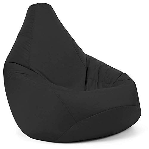 Bean Bag Bazaar Außensitzsack mit Hohem Rückenteil, Schwarz, 87cm x 65cm, Gartensitzsack Wasserabweisend, Gaming… – Bild 4