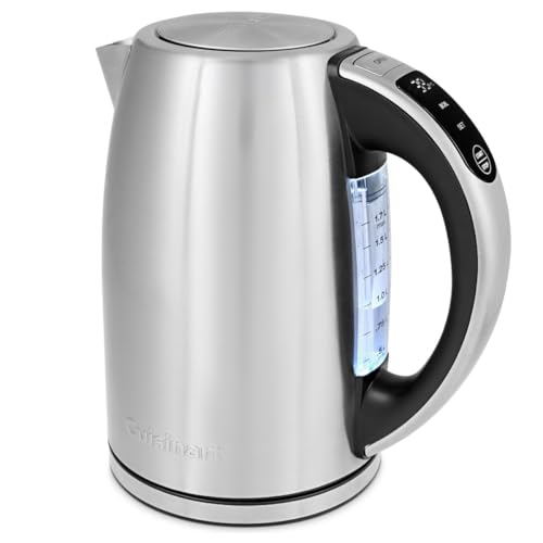 Cuisinart SmartElite Temp Control 1.7L Stainless Steel Electric Kettle | Digital Touchscreen | Adjustable heat 50°C to 100°C | 3KW Fast Boil | Push Button Lid | Washable anti-scale filter